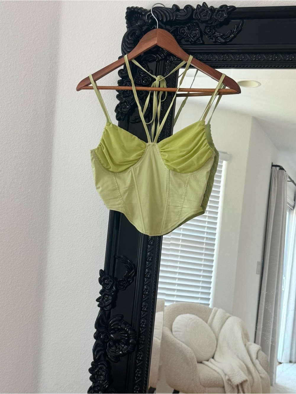 Dwnval | Women’s Lime Green Corset Crop Top - Picture 2 of 7